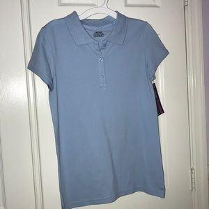 Cherokee blue collar tee shirt with buttons